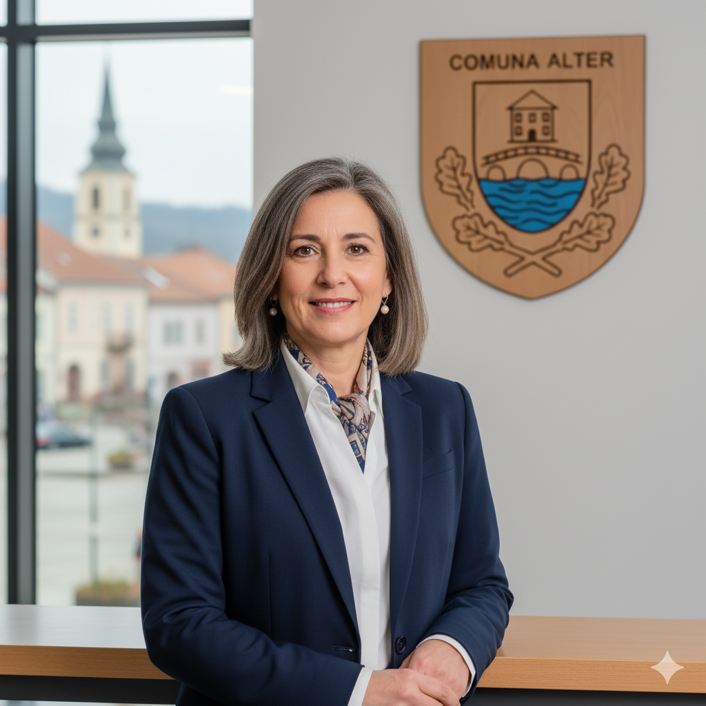 Portret oficial stilizat al primarului comunei Alter.